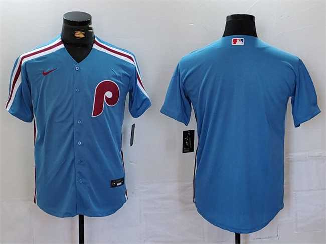 Mens Philadelphia Phillies Blank Blue Cool Base Stitched Jersey